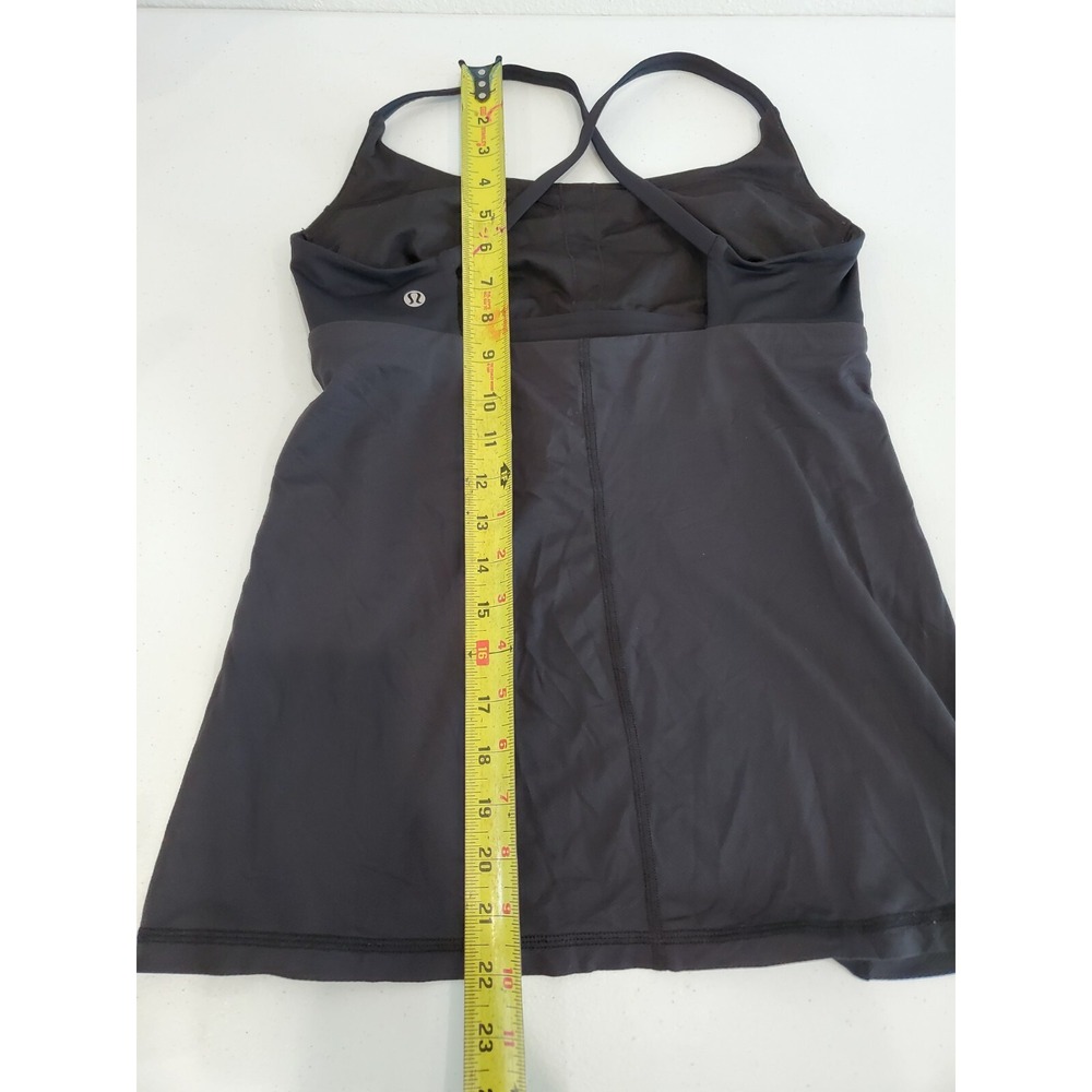 Lululemon Black Tank Criss cross Top Shirt Built In Bra - Picture 6 of 7